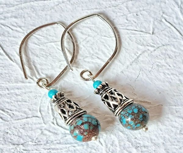 Genuine Turquoise Earrings Sterling Silver Turquoise Dangle - Etsy | Turquoise  earrings dangle, Small drop earrings, Drop earrings