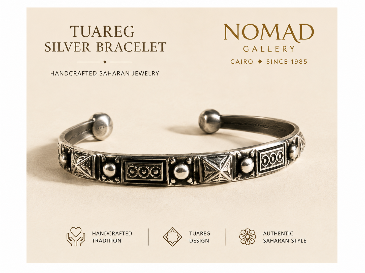 INORAN Tuareg silver TAYLALUT ブレスレット Tuareg Silver Bracelet | Handcrafted Saharan Jewelry | Nomad